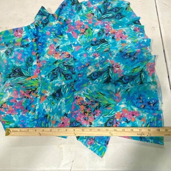 Inches Away Womens Size 12 Blue Tropical Tiered Swimsuit Dress Built-In Padded C - Picture 10 of 12